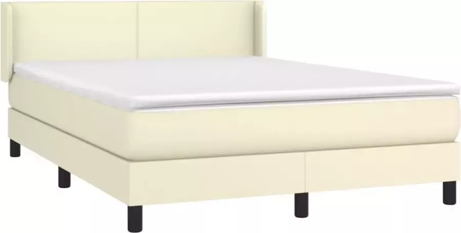 VidaXL Boxspring met matras kunstleer crèmekleurig 140x200 cm - Foto 2