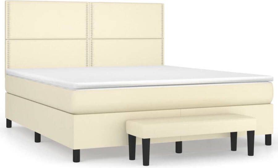 VidaXL -Boxspring-met-matras-kunstleer-crèmekleurig-180x200-cm - Foto 2