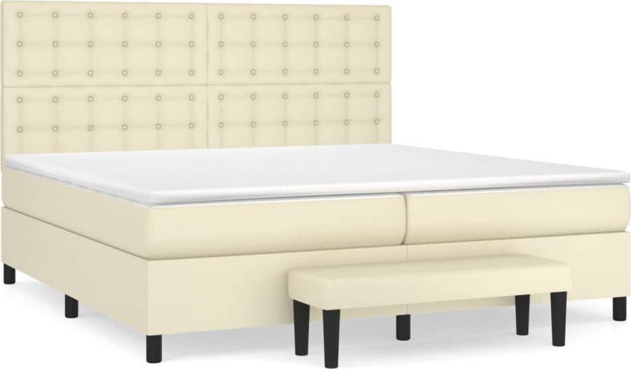 VidaXL -Boxspring-met-matras-kunstleer-crèmekleurig-200x200-cm - Foto 3