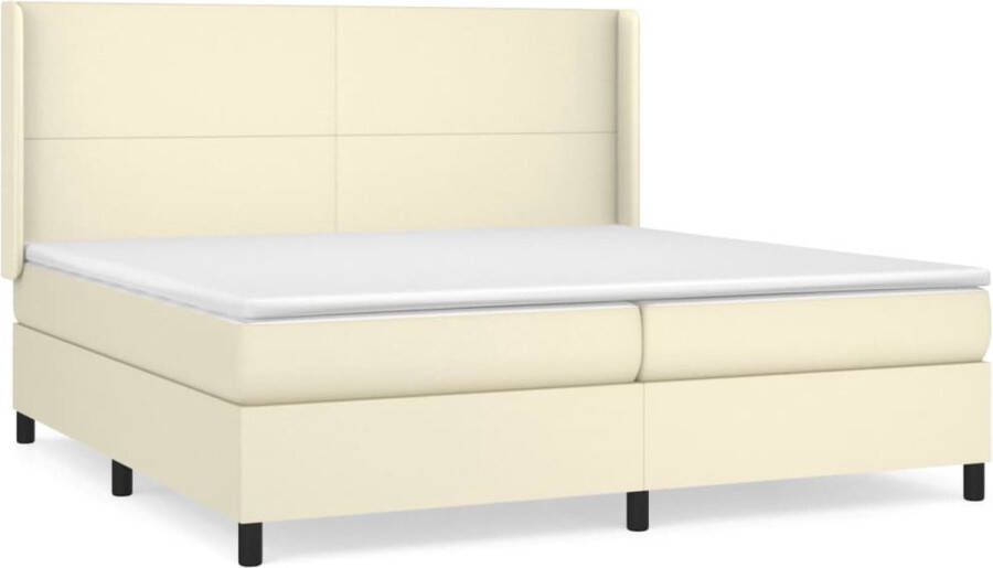 VidaXL -Boxspring-met-matras-kunstleer-crèmekleurig-200x200-cm - Foto 2