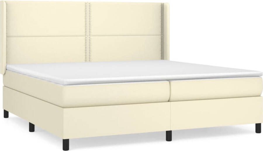 VidaXL -Boxspring-met-matras-kunstleer-crèmekleurig-200x200-cm - Foto 2