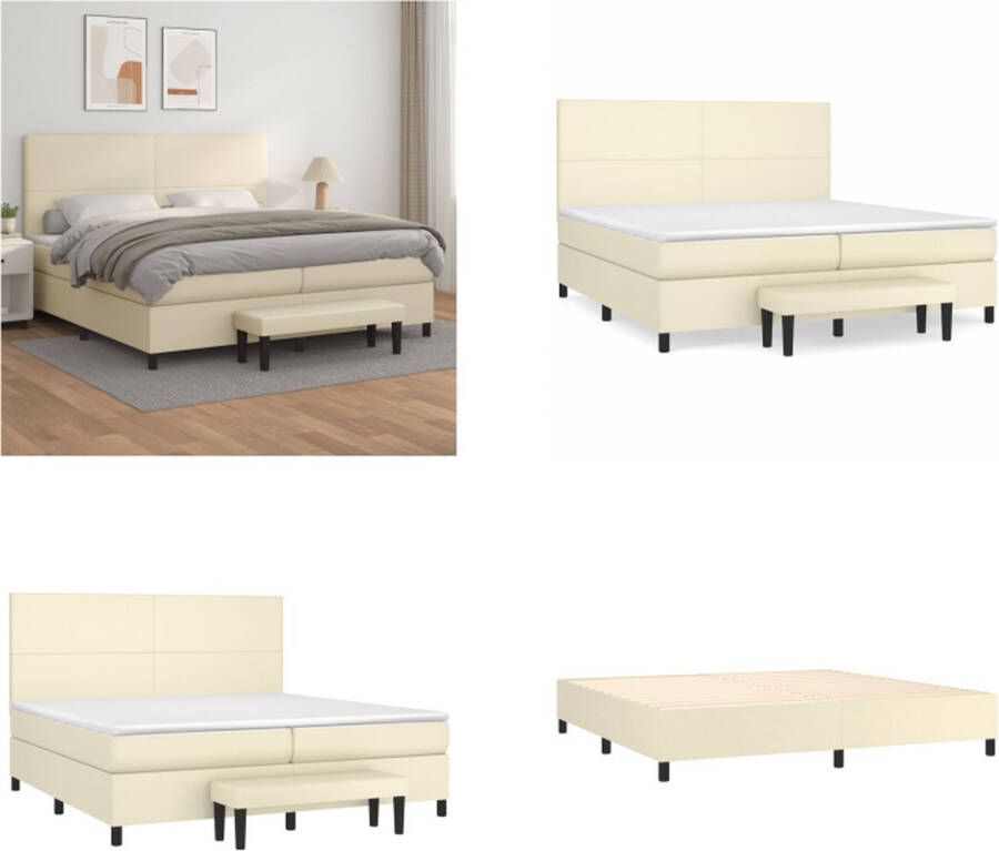 VidaXL Boxspring met matras kunstleer crèmekleurig 200x200 cm Boxspring Boxsprings Pocketveringbed Bed