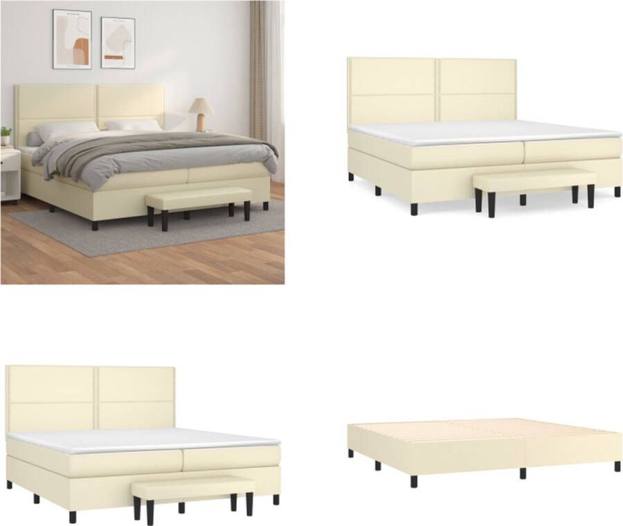 VidaXL Boxspring met matras kunstleer crèmekleurig 200x200 cm Boxspring Boxsprings Pocketveringbed Bed