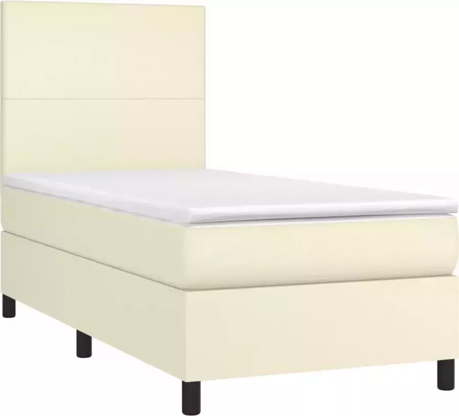 VidaXL Boxspring met matras kunstleer crèmekleurig 90x190 cm - Foto 3