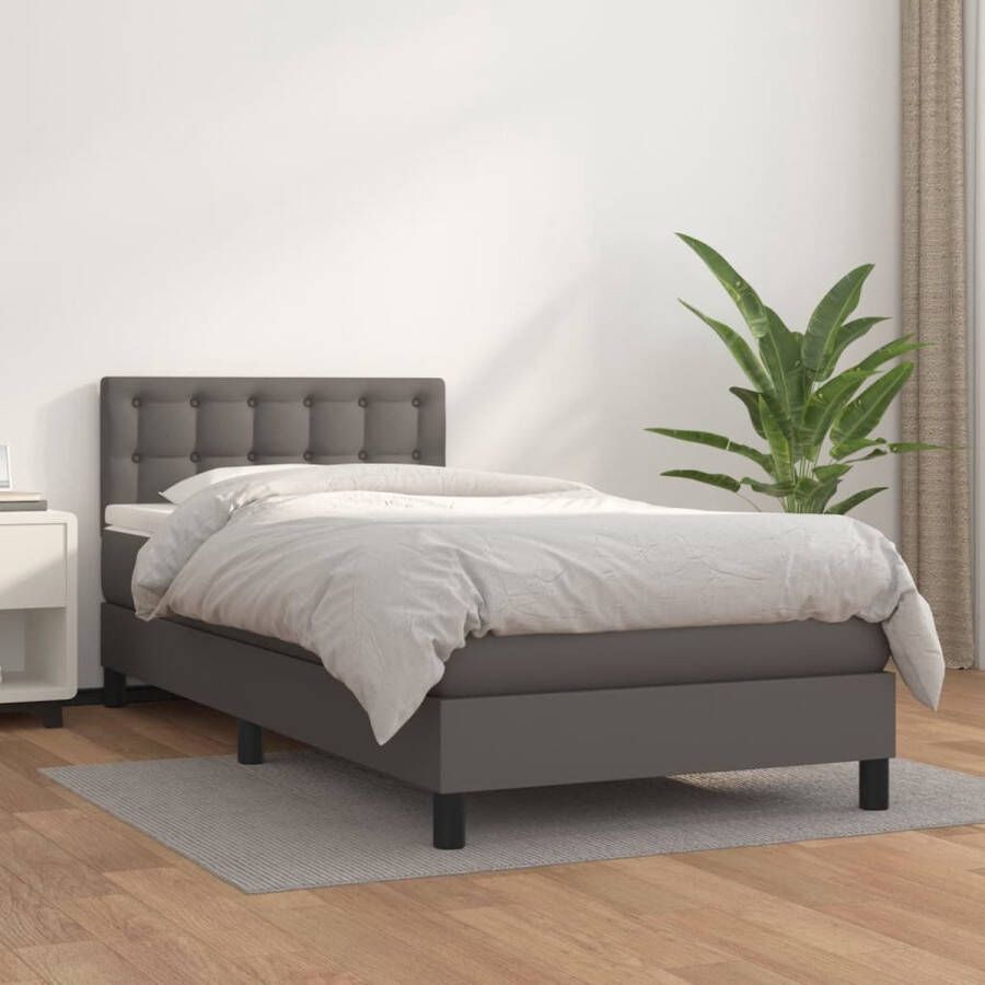 VidaXL -Boxspring-met-matras-kunstleer-grijs-100x200-cm - Foto 2