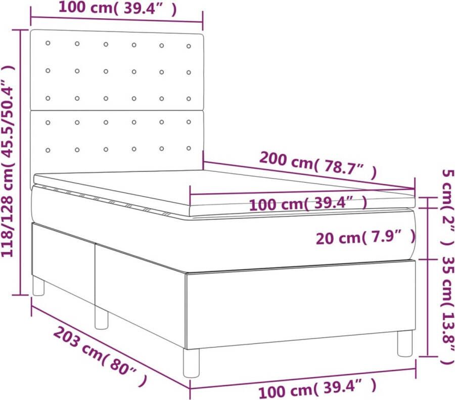 VidaXL -Boxspring-met-matras-kunstleer-grijs-100x200-cm - Foto 2