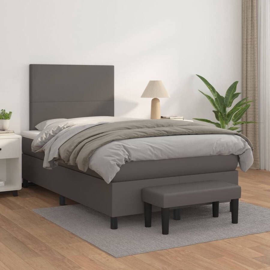 VidaXL -Boxspring-met-matras-kunstleer-grijs-120x200-cm - Foto 3