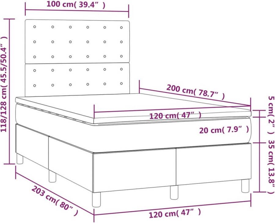 VidaXL -Boxspring-met-matras-kunstleer-grijs-120x200-cm