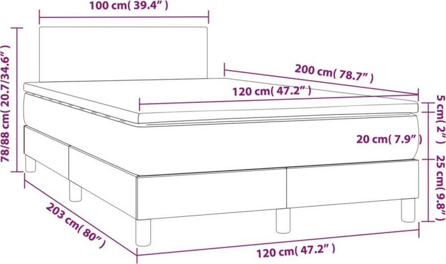 VidaXL -Boxspring-met-matras-kunstleer-grijs-120x200-cm