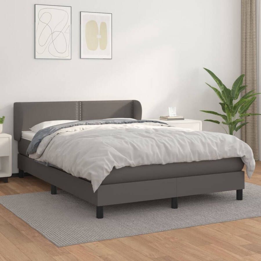 VidaXL -Boxspring-met-matras-kunstleer-grijs-140x190-cm - Foto 2