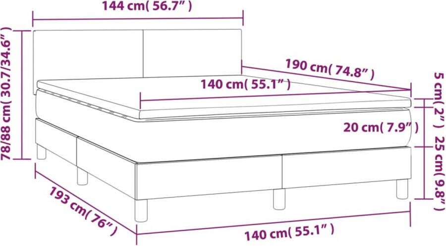 VidaXL -Boxspring-met-matras-kunstleer-grijs-140x190-cm