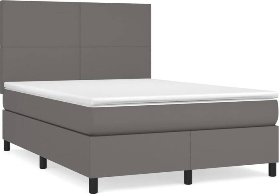 VidaXL -Boxspring-met-matras-kunstleer-grijs-140x200-cm - Foto 2