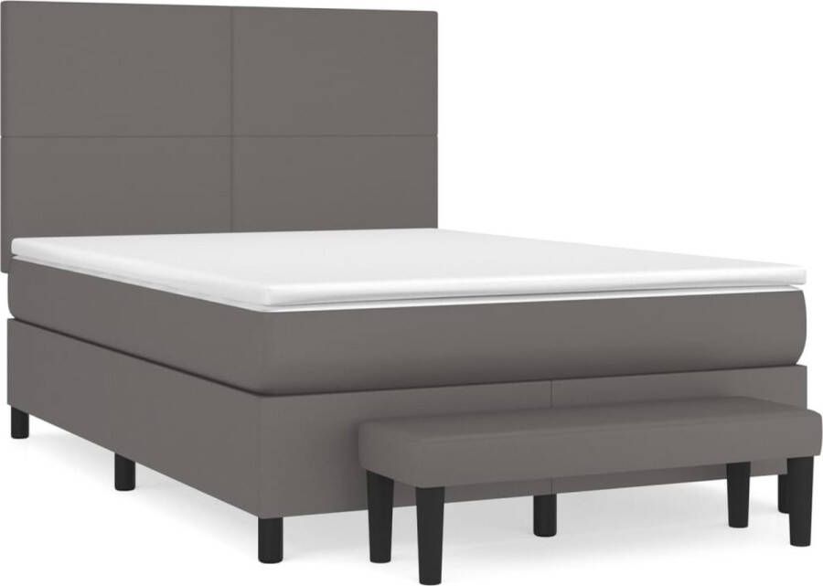 VidaXL -Boxspring-met-matras-kunstleer-grijs-140x200-cm