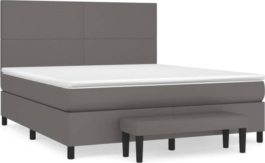 VidaXL -Boxspring-met-matras-kunstleer-grijs-180x200-cm - Foto 3