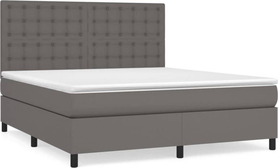 VidaXL -Boxspring-met-matras-kunstleer-grijs-180x200-cm - Foto 2