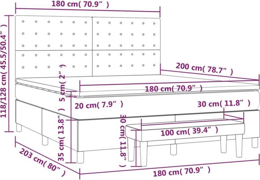 VidaXL -Boxspring-met-matras-kunstleer-grijs-180x200-cm - Foto 2