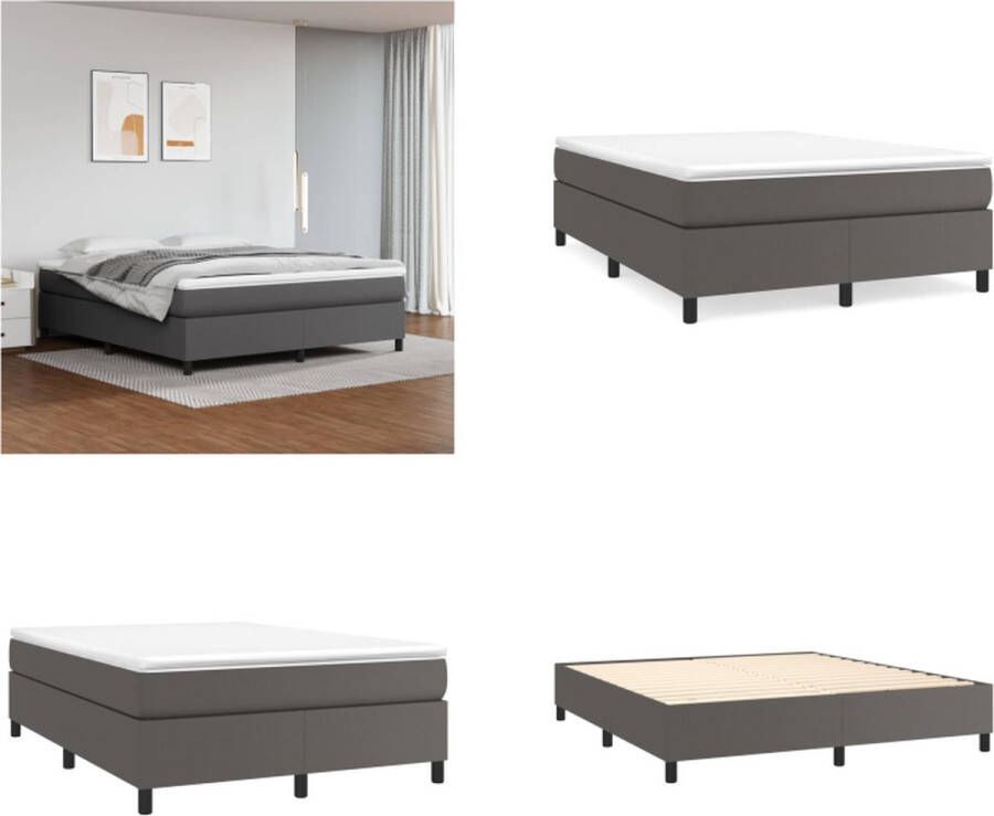VidaXL Boxspring met matras kunstleer grijs 180x200 cm Boxspring Boxsprings Bed Slaapmeubel - Foto 2