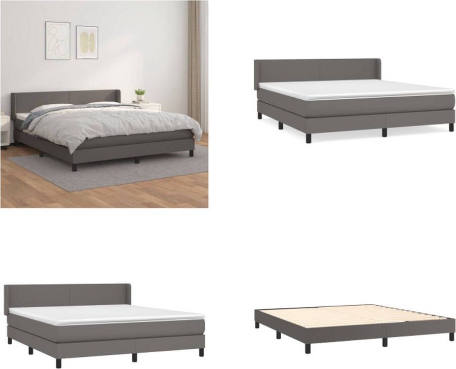 VidaXL Boxspring met matras kunstleer grijs 180x200 cm Boxspring Boxsprings Bed Slaapmeubel