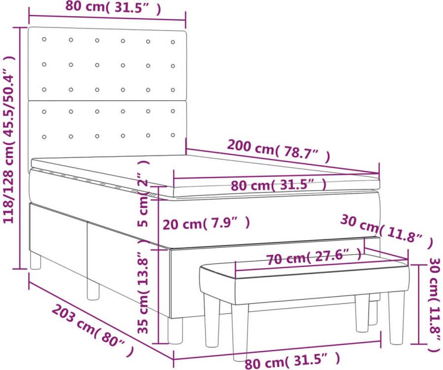 VidaXL -Boxspring-met-matras-kunstleer-grijs-80x200-cm - Foto 2