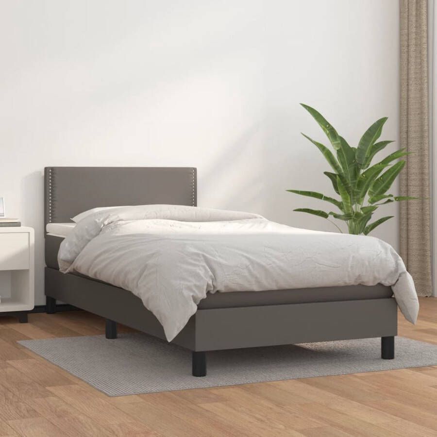 VidaXL -Boxspring-met-matras-kunstleer-grijs-90x200-cm - Foto 3