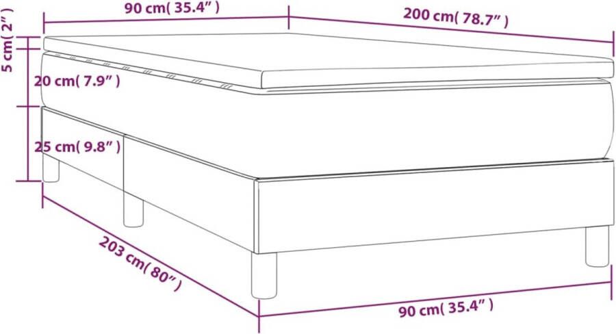 VidaXL -Boxspring-met-matras-kunstleer-grijs-90x200-cm