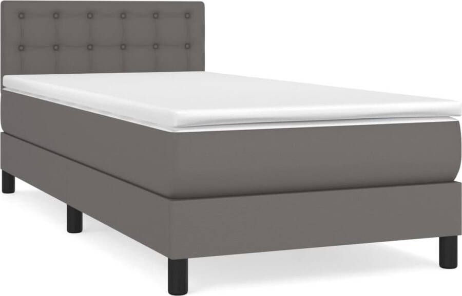 VidaXL -Boxspring-met-matras-kunstleer-grijs-90x200-cm - Foto 2