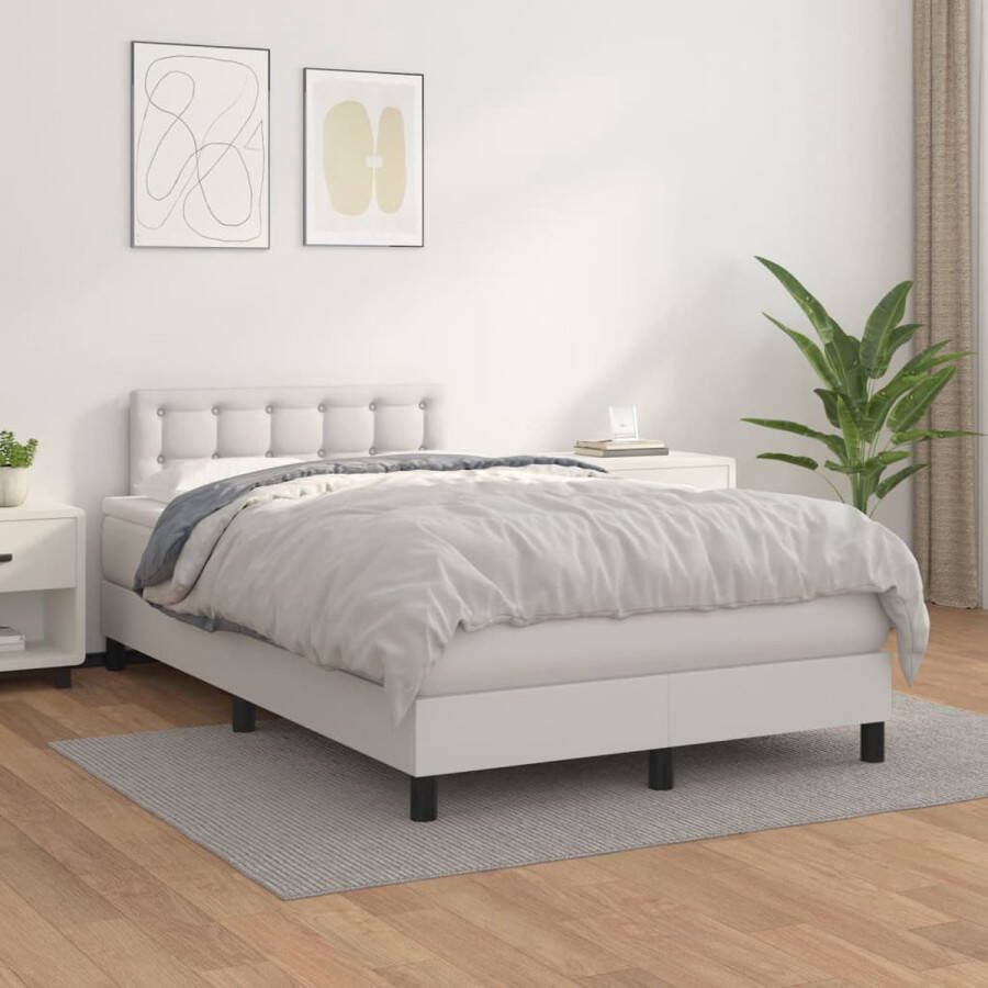 VidaXL -Boxspring-met-matras-kunstleer-wit-120x200-cm - Foto 3