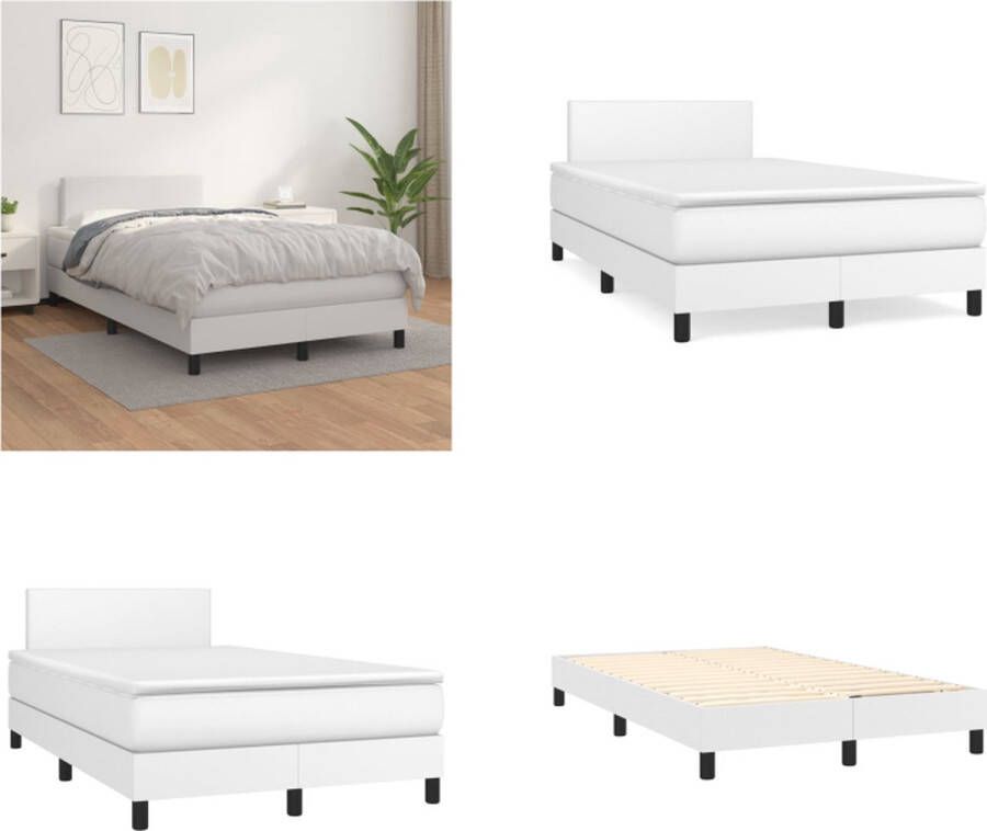VidaXL Boxspring met matras kunstleer wit 120x200 cm Boxspring Boxsprings Bed Slaapmeubel