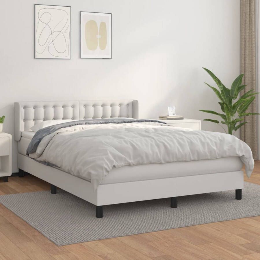 VidaXL -Boxspring-met-matras-kunstleer-wit-140x200-cm - Foto 2