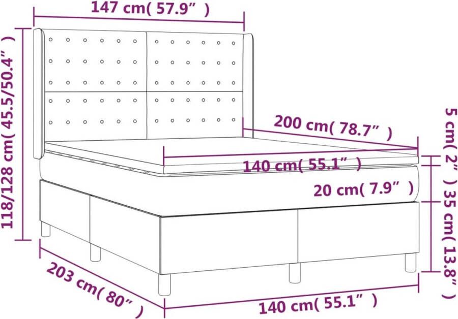 VidaXL -Boxspring-met-matras-kunstleer-wit-140x200-cm