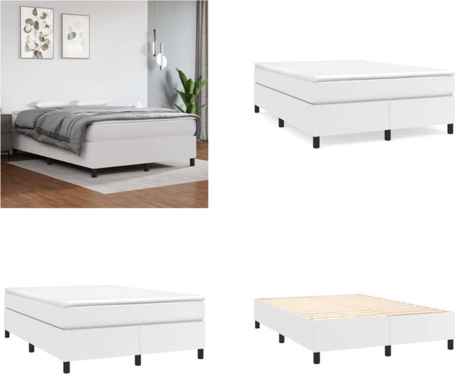 VidaXL Boxspring met matras kunstleer wit 140x200 cm Boxspring Boxsprings Bed Slaapmeubel