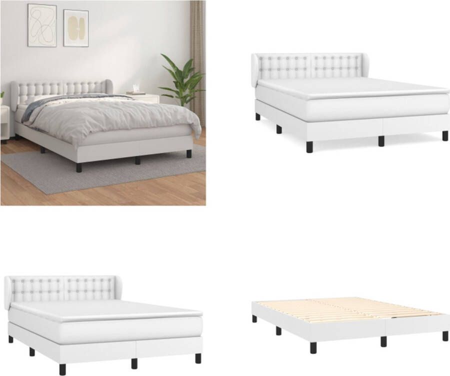 VidaXL Boxspring met matras kunstleer wit 140x200 cm Boxspring Boxsprings Bed Slaapmeubel