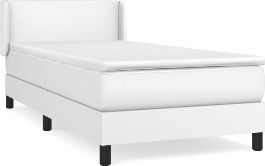Vida XL Boxspring met matras kunstleer wit 90x200 cm SKU: V3141042 - Foto 5