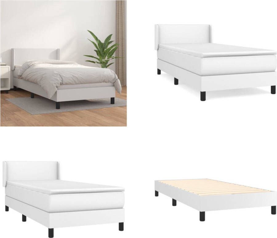 VidaXL Boxspring met matras kunstleer wit 90x200 cm Boxspring Boxsprings Bed Slaapmeubel - Foto 4