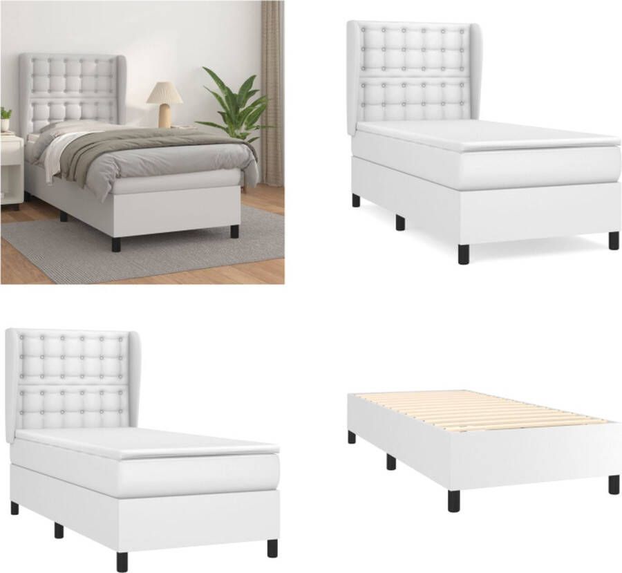 VidaXL Boxspring met matras kunstleer wit 90x200 cm Boxspring Boxsprings Bed Slaapmeubel - Foto 2