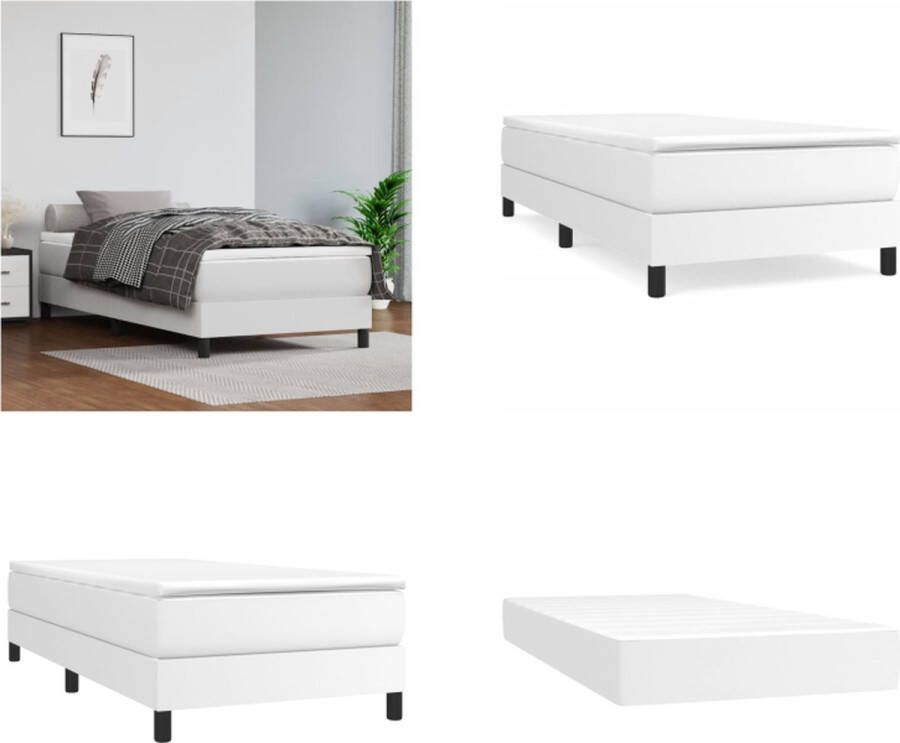 VidaXL Boxspring met matras kunstleer wit 90x200 cm Boxspring Boxsprings Bed Slaapmeubel