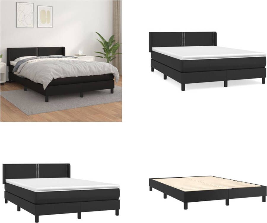 Vida XL Boxspring met matras kunstleer zwart 140x190 cm SKU: V3144602 - Foto 4