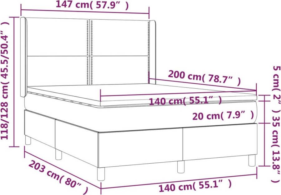 Vida XL Boxspring met matras kunstleer zwart 140x200 cm SKU: V3144608 - Foto 4