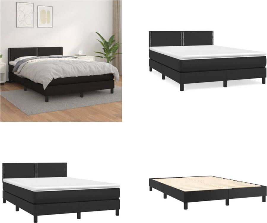 VidaXL Boxspring met matras kunstleer zwart 140x200 cm Boxspring Boxsprings Bed Slaapmeubel - Foto 2