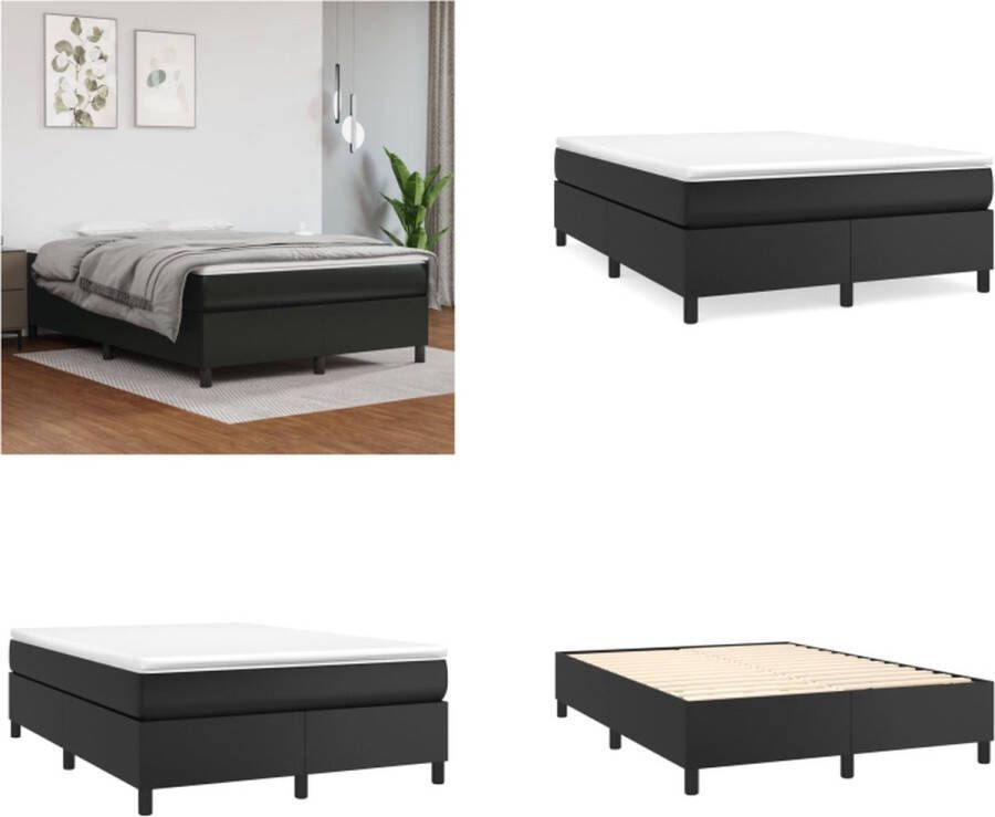 VidaXL Boxspring met matras kunstleer zwart 140x200 cm Boxspring Boxsprings Bed Slaapmeubel - Foto 2