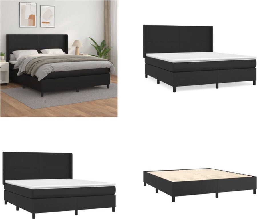VidaXL Boxspring met matras kunstleer zwart 160x200 cm Boxspring Boxsprings Bed Slaapmeubel