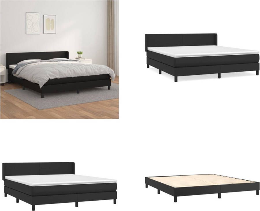 VidaXL Boxspring met matras kunstleer zwart 180x200 cm Boxspring Boxsprings Bed Slaapmeubel - Foto 2