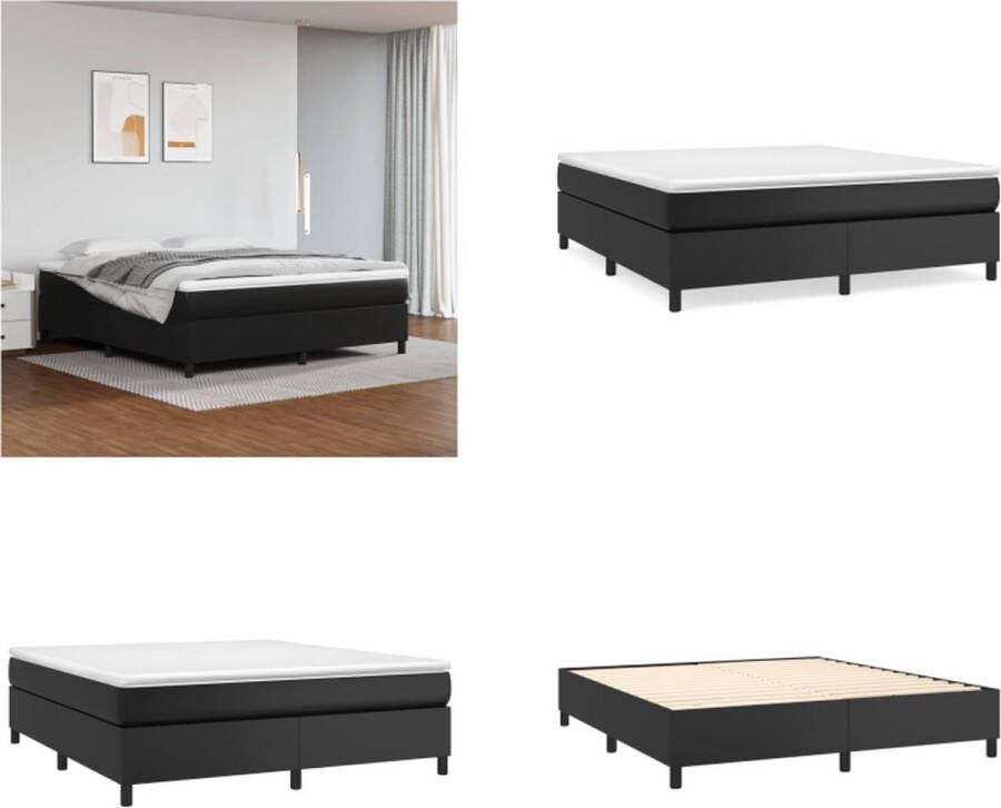 VidaXL Boxspring met matras kunstleer zwart 180x200 cm Boxspring Boxsprings Bed Slaapmeubel - Foto 2