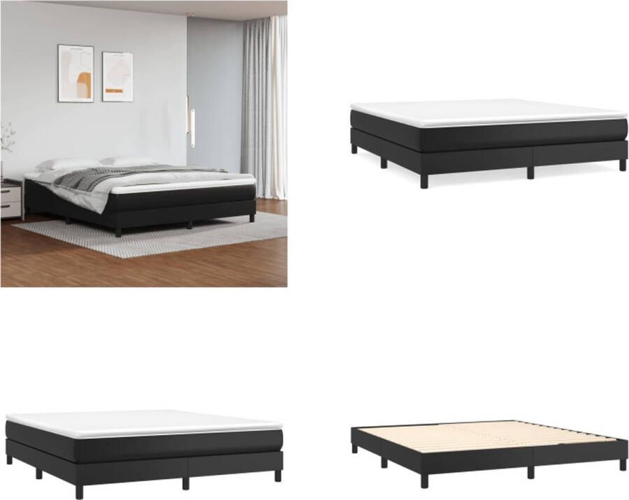 VidaXL Boxspring met matras kunstleer zwart 180x200 cm Boxspring Boxsprings Bed Slaapmeubel - Foto 3