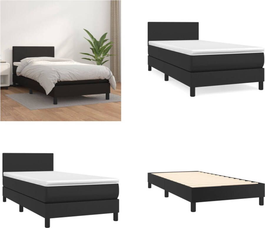 VidaXL Boxspring met matras kunstleer zwart 80x200 cm Boxspring Boxsprings Bed Slaapmeubel - Foto 3