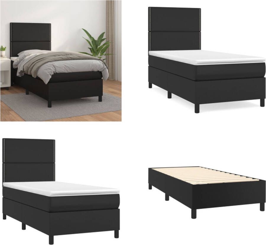 VidaXL Boxspring met matras kunstleer zwart 80x200 cm Boxspring Boxsprings Bed Slaapmeubel