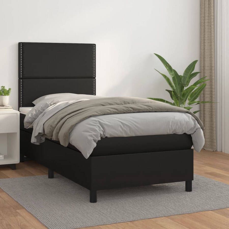 Vida XL Boxspring met matras kunstleer zwart 90x190 cm SKU: V3130631 - Foto 3