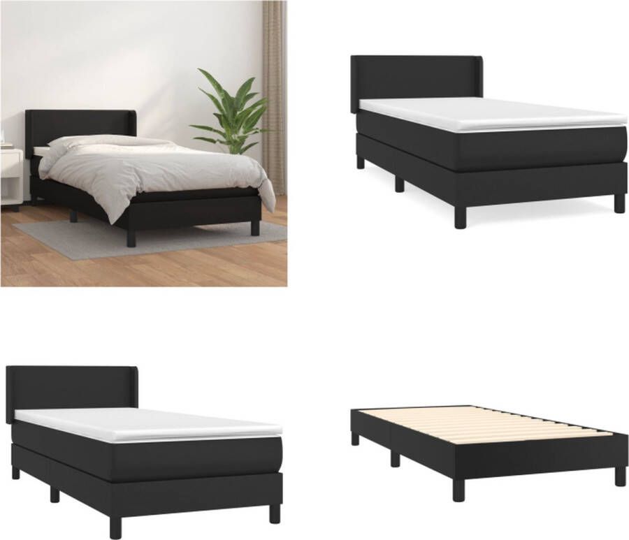 vidaXL Boxspring met matras kunstleer zwart 90x190 cm Boxspring Boxsprings Bed Slaapmeubel