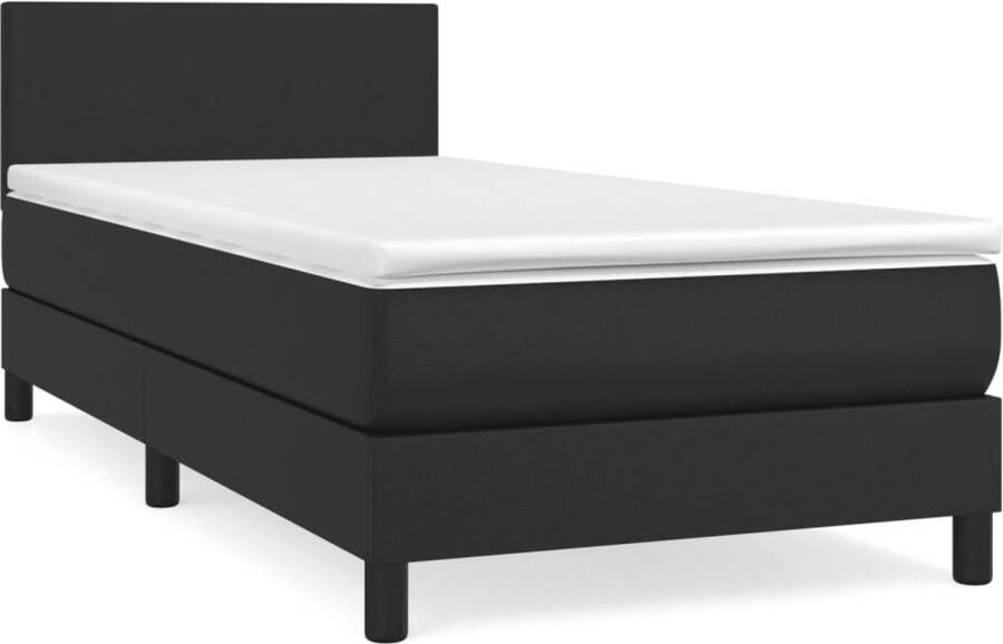 Vida XL Boxspring met matras kunstleer zwart 90x200 cm SKU: V3140981 - Foto 2