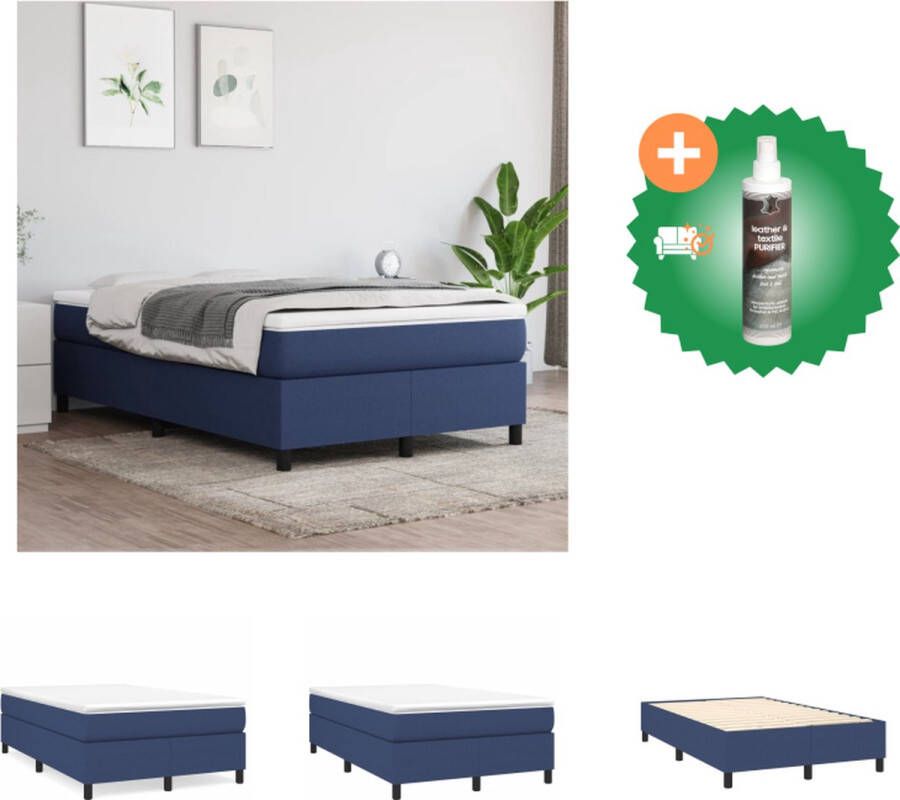 vidaXL Boxspring met matras stof blauw 120x200 cm Bed Inclusief Reiniger